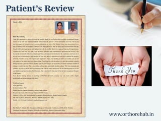 Patient’s Review
www.orthorehab.in
 