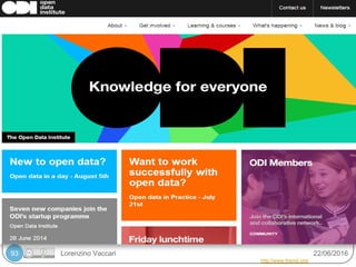 Lorenzino Vaccari 22/06/201693
http://www.theodi.org/
 