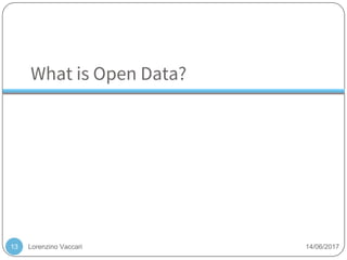14/06/2017Lorenzino Vaccari
What is Open Data?
13
 