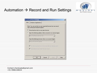 Automation    Record and Run Settings 