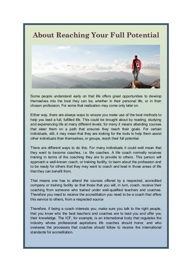 About reaching your full potential