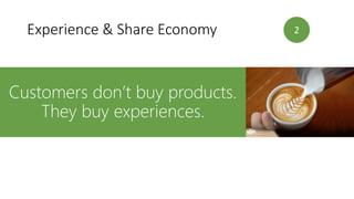 Experience & Share Economy 2
Customers don’t buy products.
They buy experiences.
 