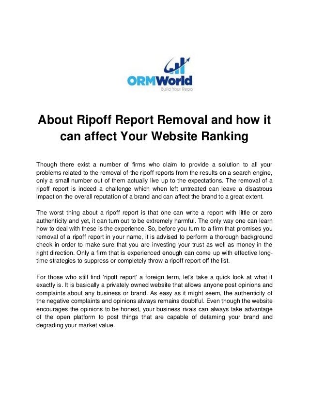 About ripoff report removal