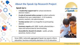 About the Speak Up Research Project
Speak Up is:
 A leadership support tool for school and district
decision makers
 A s...