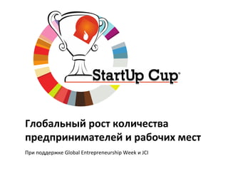 Глобальный рост количества
предпринимателей и рабочих мест
При поддержке Global Entrepreneurship Week и JCI
 