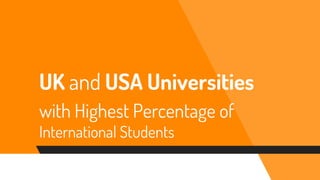 UK and USA Universities
with Highest Percentage of
International Students
 