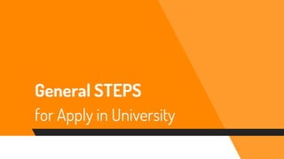 General STEPS
for Apply in University
 