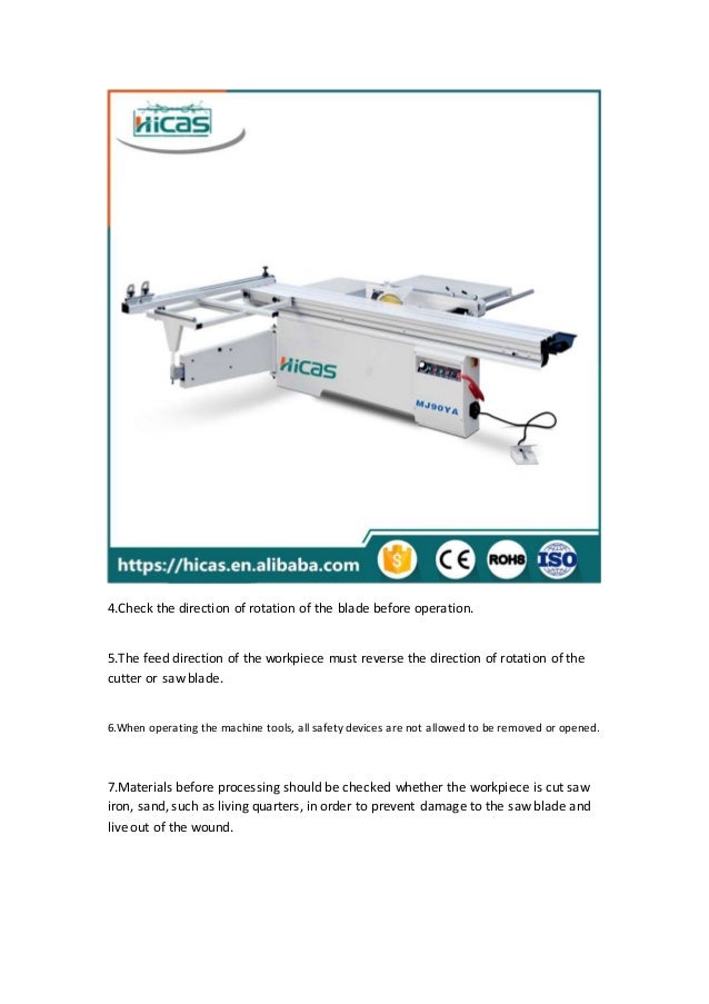 About the sliding table panel saw safety procedures