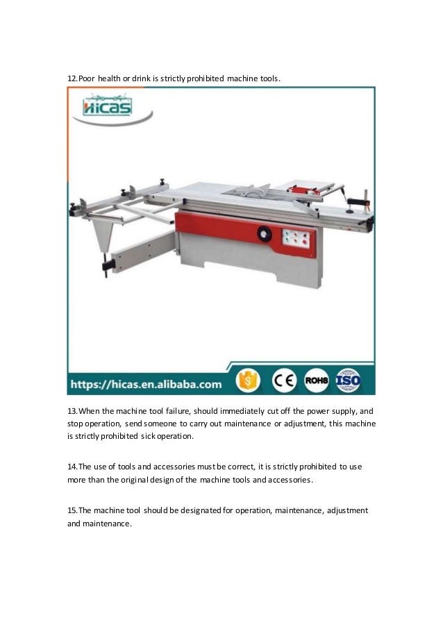 About the sliding table panel saw safety procedures