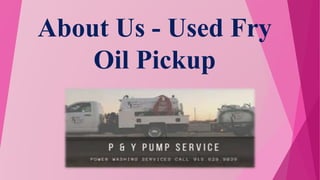 About Us - Used Fry
Oil Pickup
 