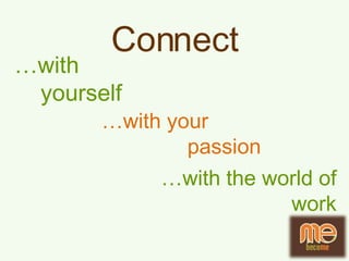 Con nect …with yourself …with your  passion …with the world of work 