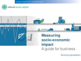 Measuring
socio-economic
impact
A guide for business
           Summary presentation
 