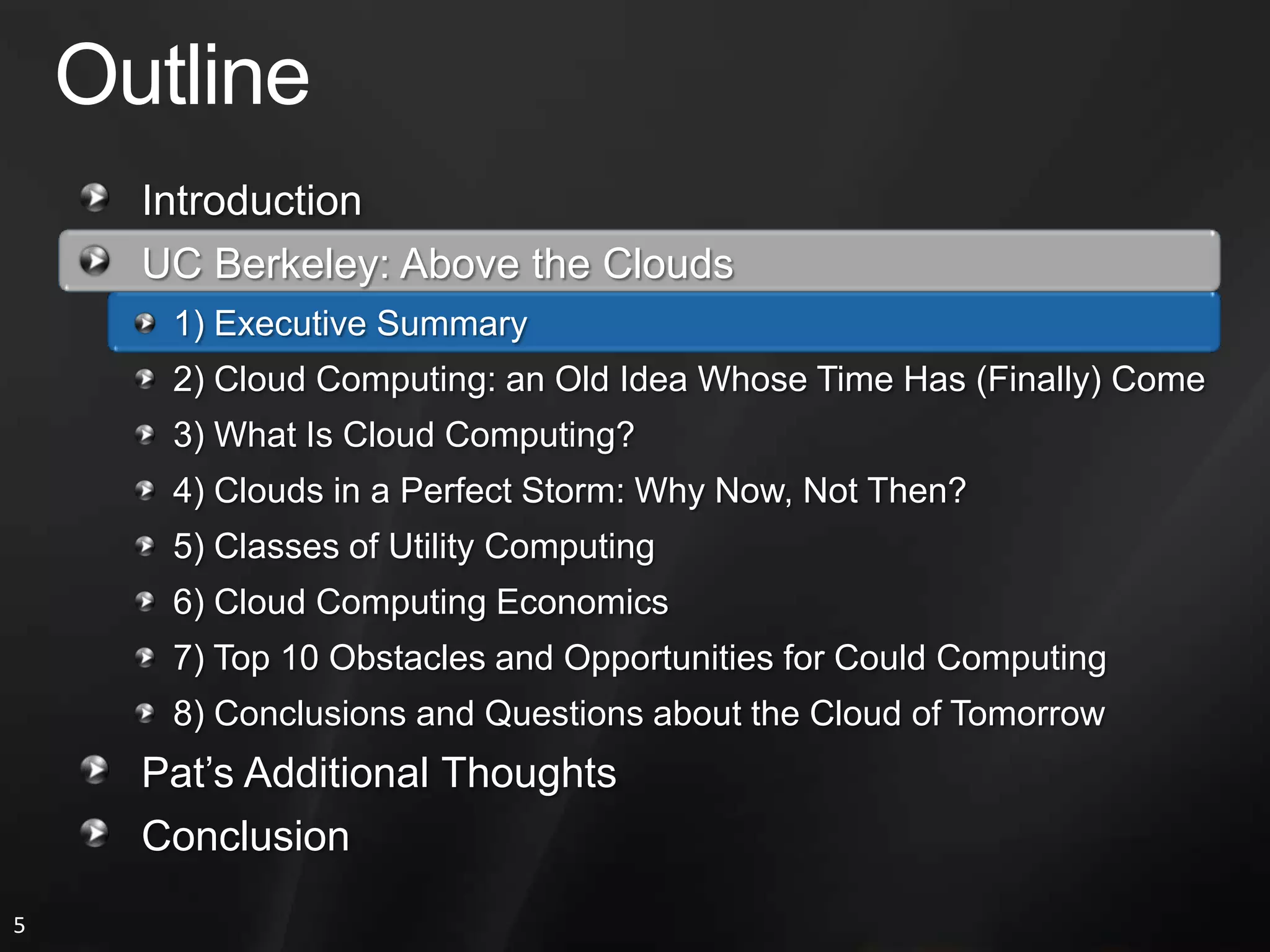 My Experiences with “Cloud Computing”Over 25 Years Working in Distributed ComputingTandem Computers(1982-1990)HaL Computers(1991-1994)Microsoft(1994-2005 and 2007-Present)Message Based MultiprocessorMicrosoft Transaction Server (MTS):Transactional RPC and N-Tier AppsChief Architect:Cache-CoherentNon-Uniform Memory Arch Multi-ProcessorWAN Distributed DBDistributed Transaction CoordinatorChief Architect:  Fault-Tolerant TX PlatformSQL Service BrokerService Oriented Architectures (SOA)2 Years at Amazon (2005-2007)Worked to Make Software Accept Low Availability DatacentersSaw “Cloud Computing” FirsthandExtensive MonitoringMultiple DatacentersDrive to CommonalityPressure on AvailabilityWorked On Product Catalog: 10s of Millions of Product DescriptionsDrive to CommodityCreation of DynamoInternals of AWSCost Pressure on Services…