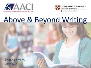 Analía Ferraro
March 2017
Above & Beyond Writing
 