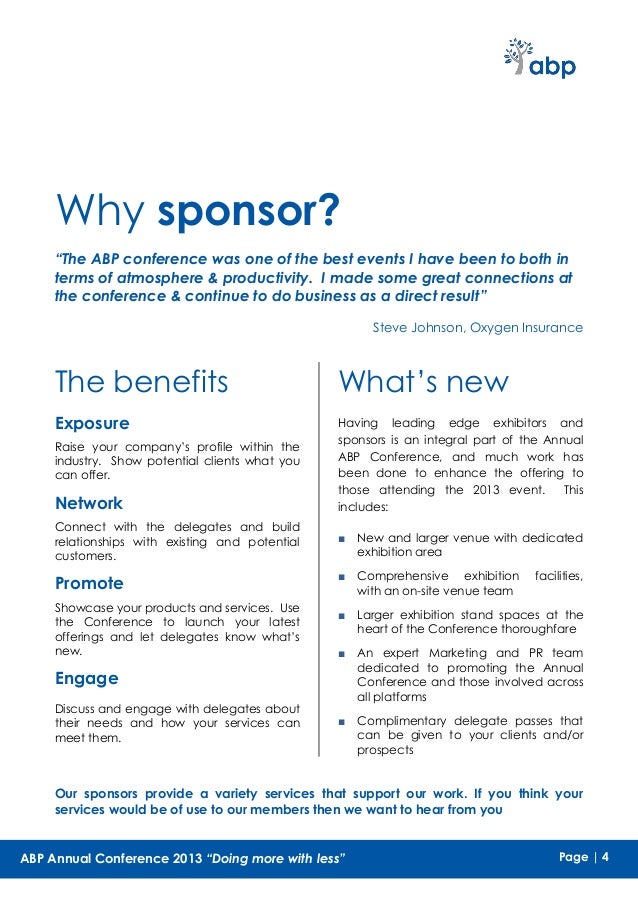 abp 2013 sponsorship brochure conference sponsorship flyer