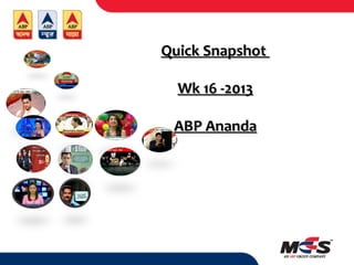 Quick SnapshotQuick Snapshot
Wk 16 -2013Wk 16 -2013
ABP AnandaABP Ananda
 