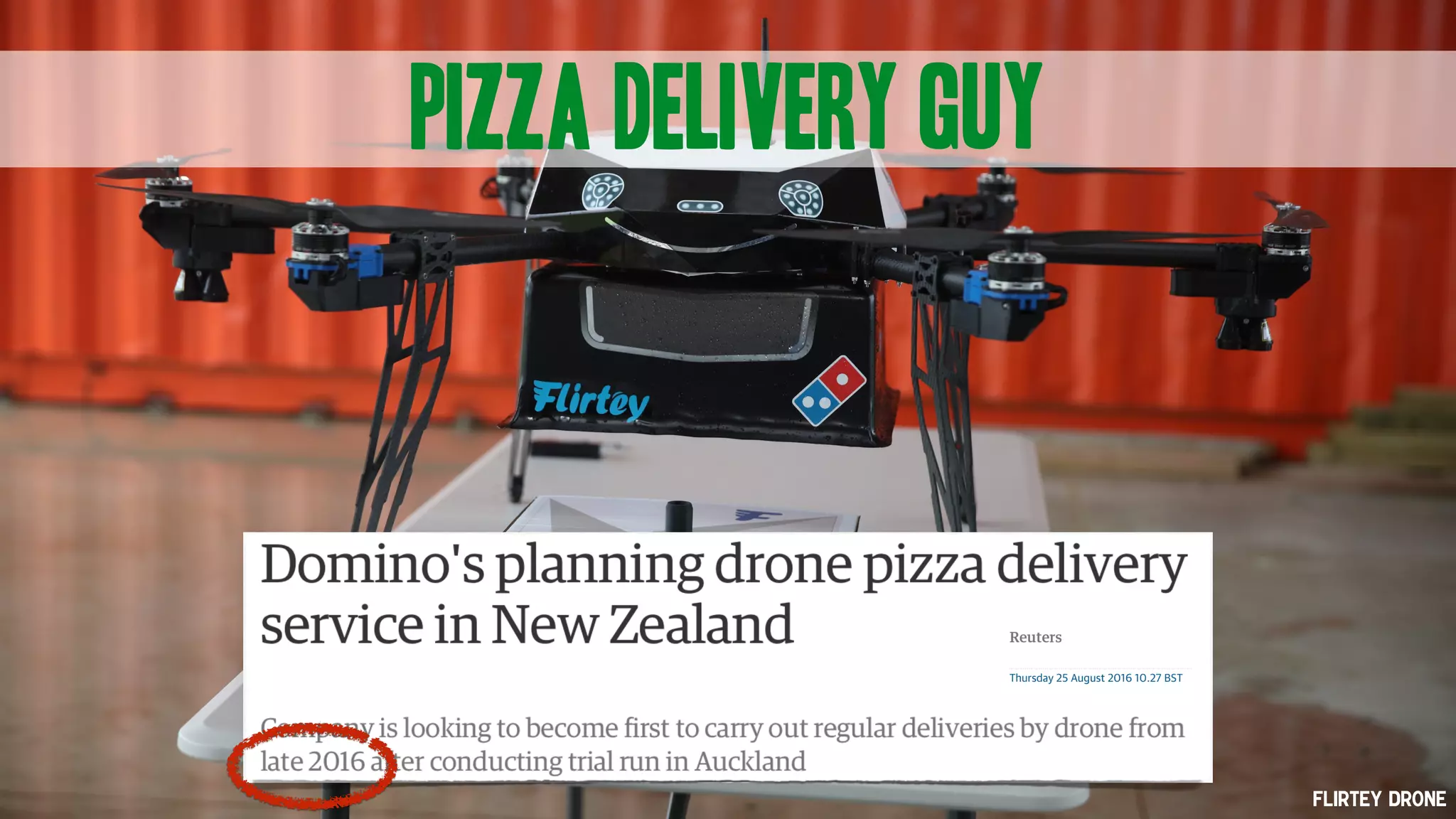 Pizza Delivery Guy
Flirtey Drone
 