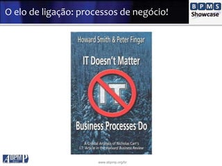 www.abpmp.org/br
O elo de ligação: Processos de Negócio!
O elo de ligação: processos de negócio!
 