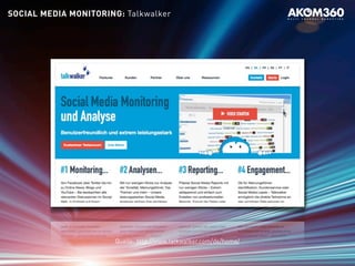 Quelle: http://www.talkwalker.com/de/home/
SOCIAL MEDIA MONITORING: Talkwalker
 