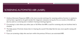 Auditory brainstem response(ABR), protocal for ABR | PPTX