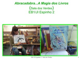 Abracadabra...A Magia dos Livros

(Sala dos Verdes)
EB1/JI Espinho 2

EB1/JI Espinho 2 - Sala dos Verdes

1

 