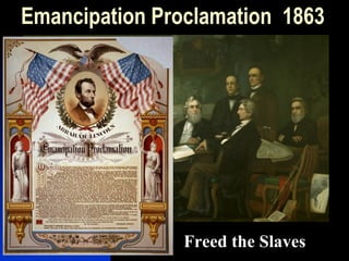 Emancipation Proclamation 1863
Freed the Slaves
 