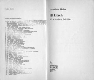Abraham Moles, El kitsch, arte de la felicidad, PDF
