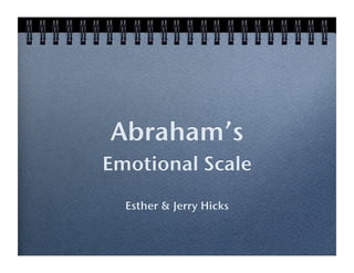 Abraham’s!
Emotional Scale!
  Esther & Jerry Hicks!
 