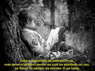 Faça-o maravilhar-se com os livros,
mas deixe-o também perder-se com os pássaros no céu,
as flores no campo, os montes e os vales.

 