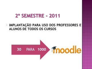  IMPLANTAÇÃO PARA USO DOS PROFESSORES E
ALUNOS DE TODOS OS CURSOS
 