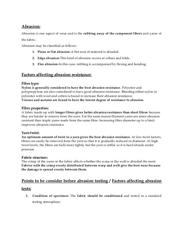 Abrasion Resistance and wear