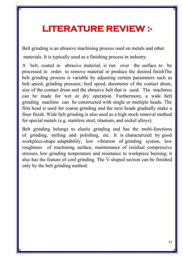 Abrasive belt grinder capstone report