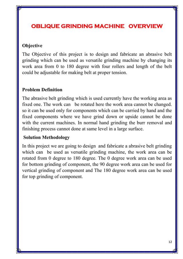 Abrasive belt grinder capstone report