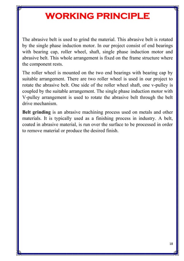 Abrasive belt grinder capstone report