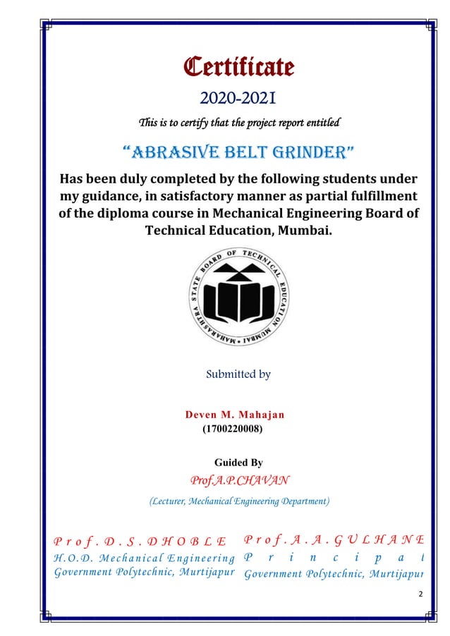 Abrasive belt grinder capstone report