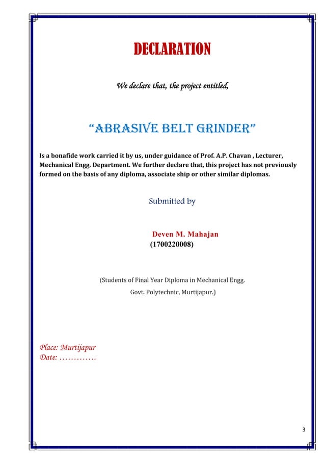 Abrasive belt grinder capstone report