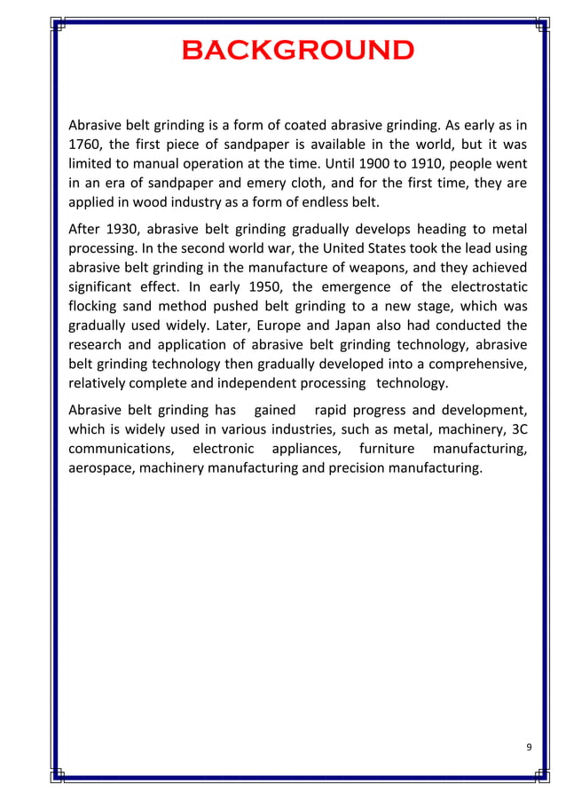 Abrasive belt grinder capstone report