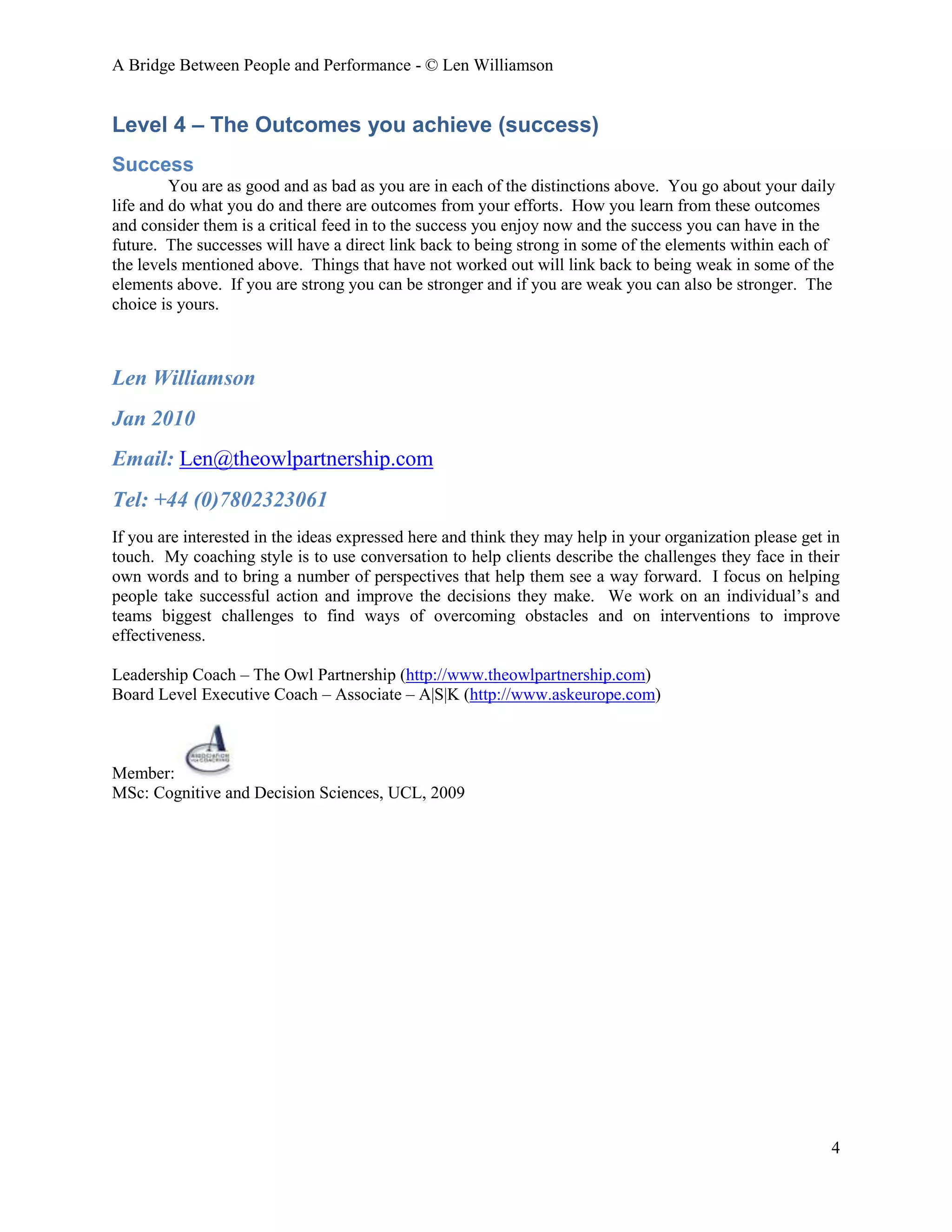 A Bridge Between People And Performance