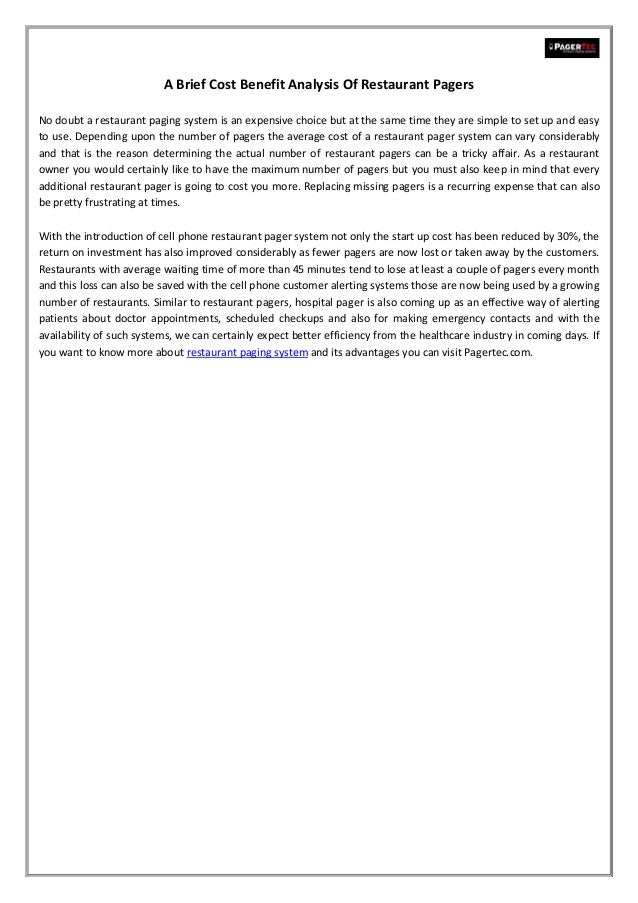 A Brief Cost Benefit Analysis Of Restaurant Pagers