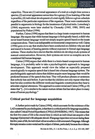 A BRIEF DISCUSSION ON THE BIOLOGICAL FACTORS IN THE ACQUISITION OF ...