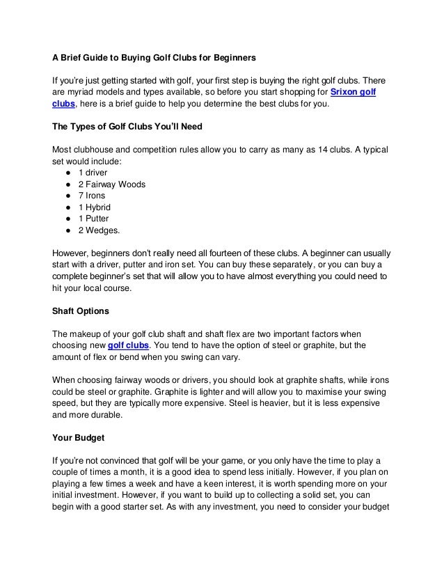 A Brief Guide To Buying Golf Clubs For Beginners
