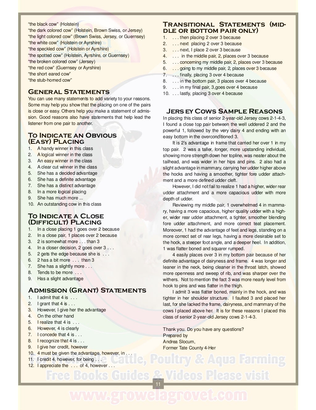 A Brief Guide to Dairy Cattle Judging