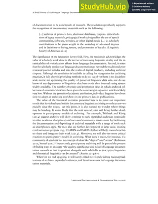 A Brief History of Archiving in Language Documentation, With an ...