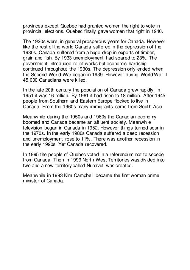 A Brief History Of Canada