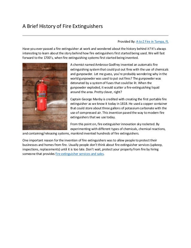 The History of Fire Extinguishers