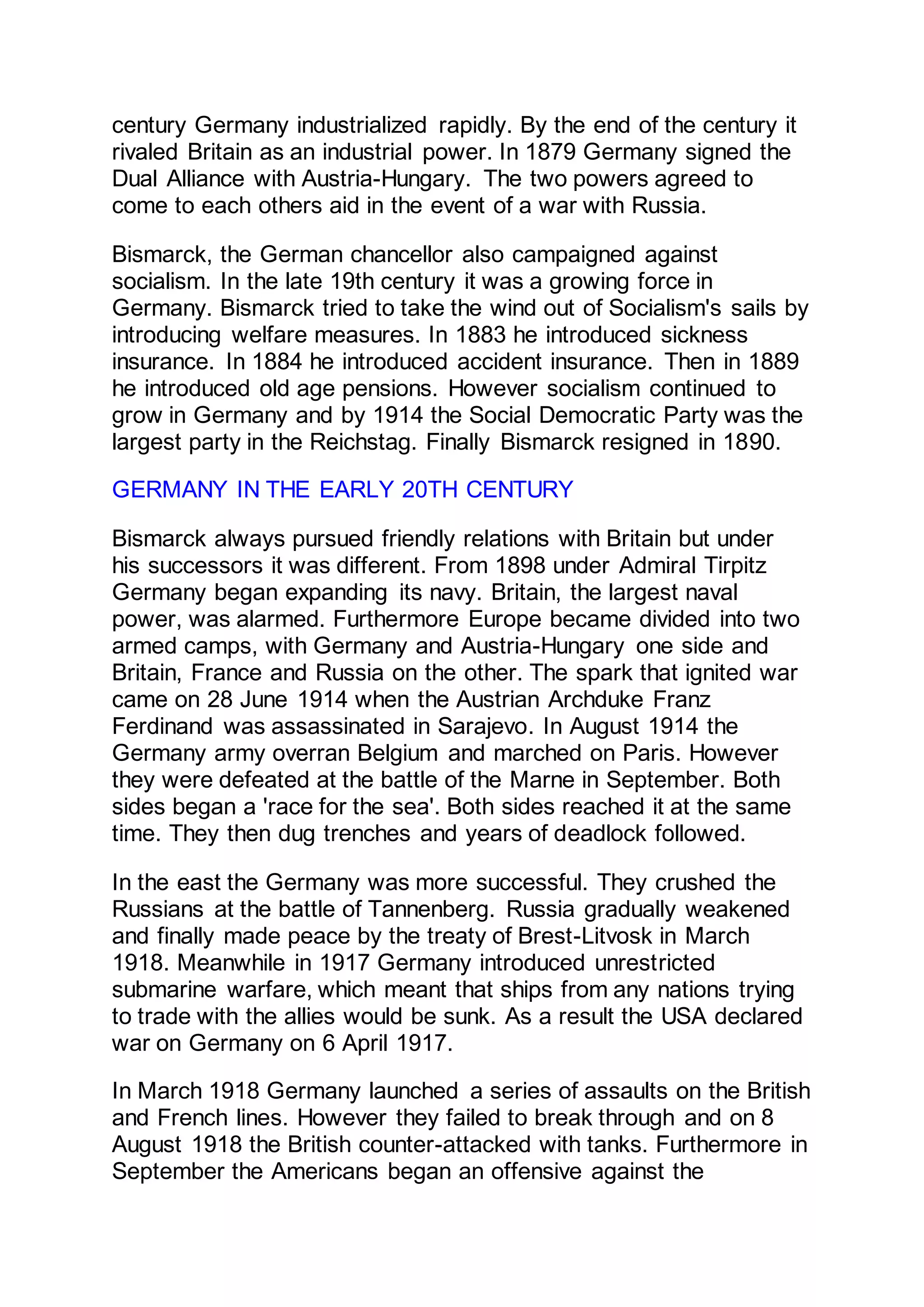 A Brief History Of Germany | DOCX