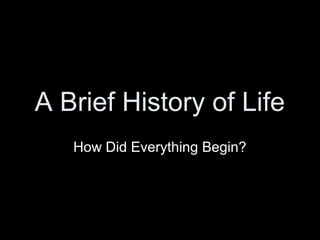 A Brief History of Life
How Did Everything Begin?
 