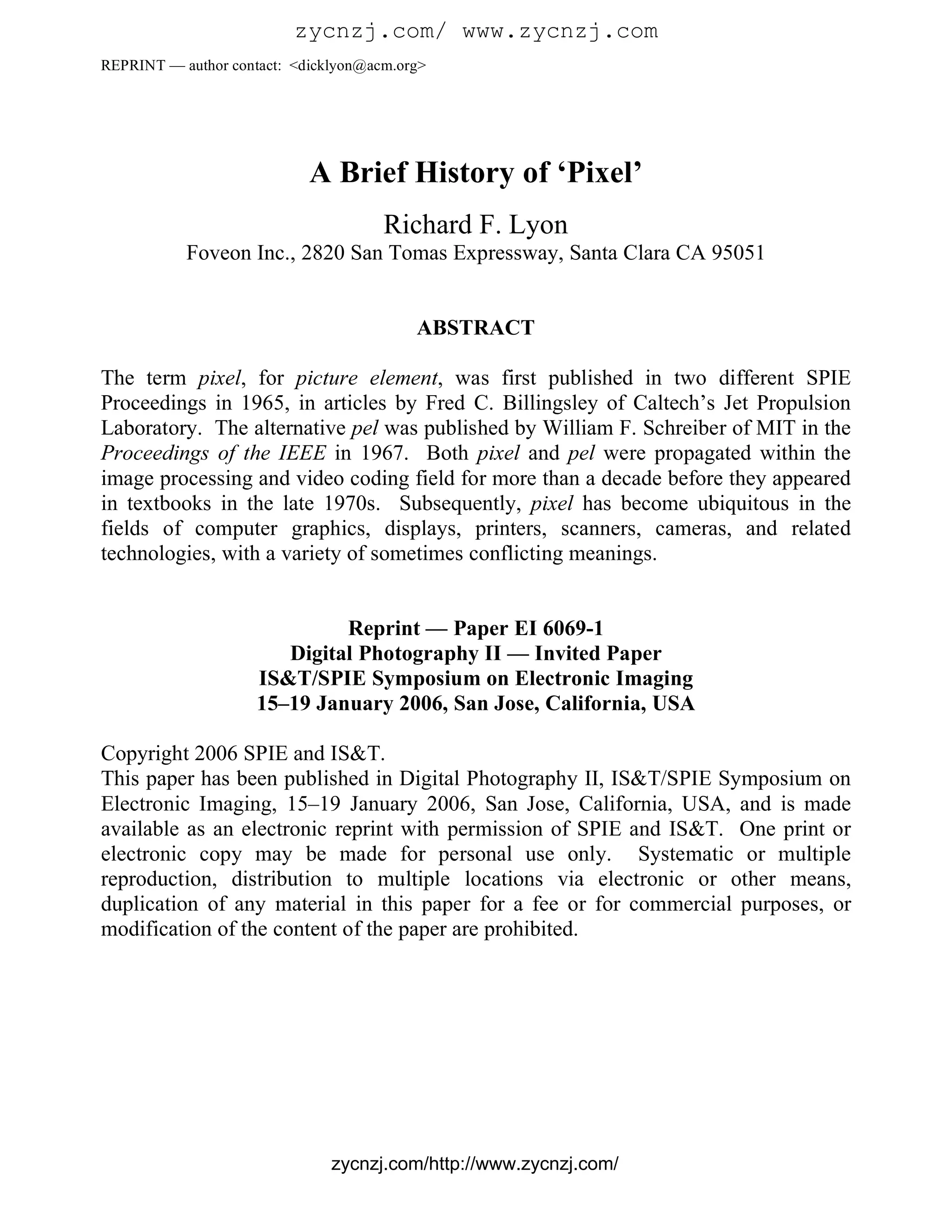 A brief history of 'pixel' | PDF