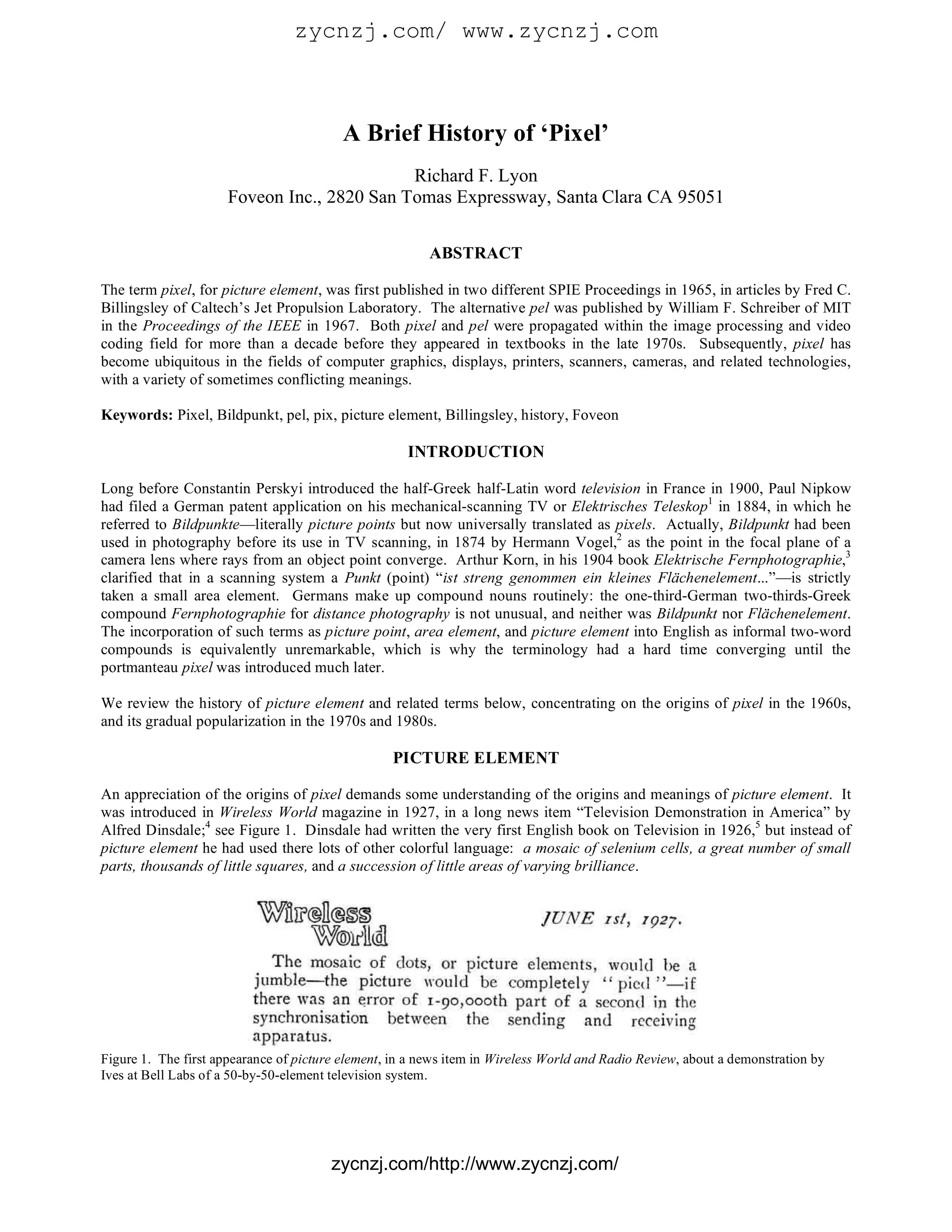 A brief history of 'pixel' | PDF