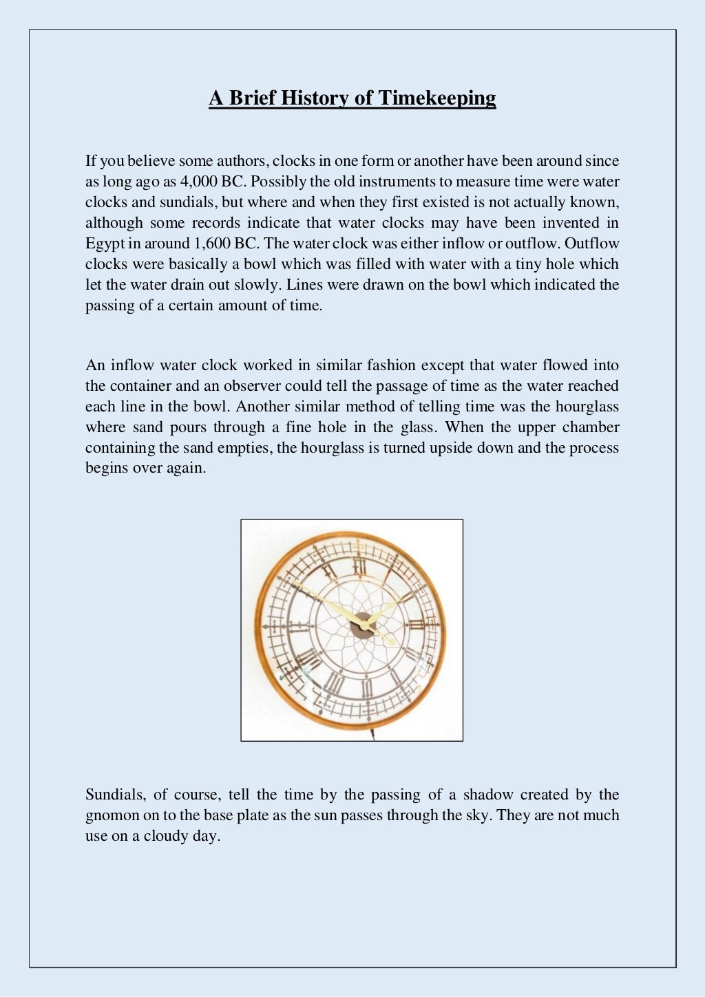 A brief history of timekeeping